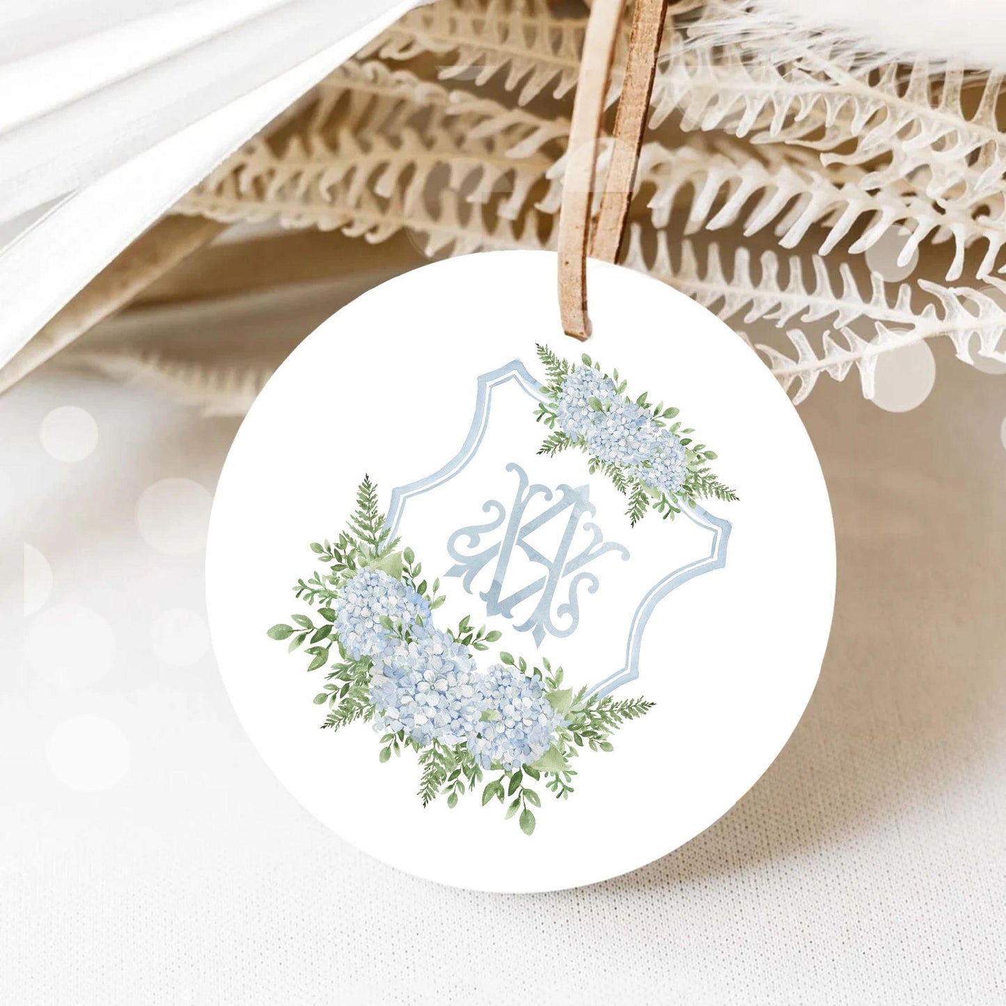 Hydrangea Flower Wedding Crest - Monogram Crest - Hydrangea Floral Blue Watercolor Wedding Crest - Romantic Wedding Crest - Boho Hydrangea