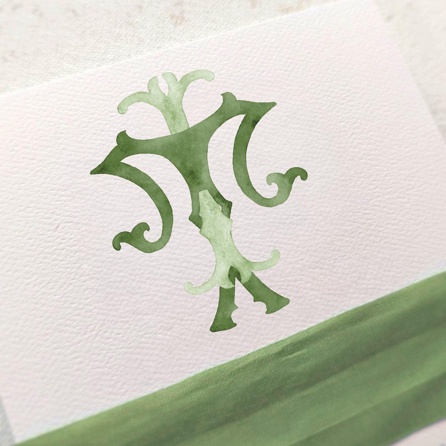 Watercolor Wedding Monogram TI – Classic Initials (Digital Download)