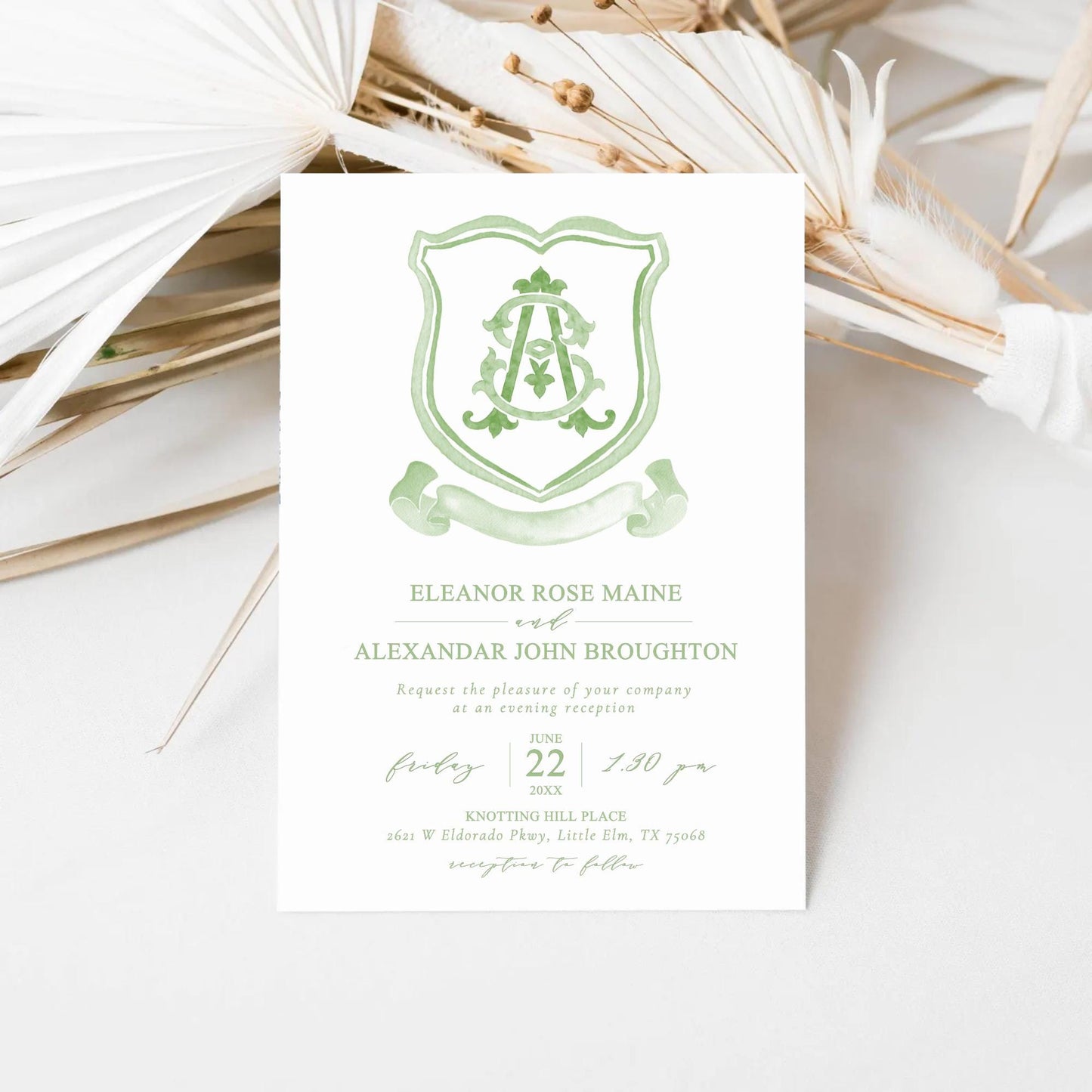 Modern Classic Wedding Crest - Monogram Crest - Luxury Watercolor Wedding Crest - Romantic Wedding Crest - Custom Monogram Initial Letters