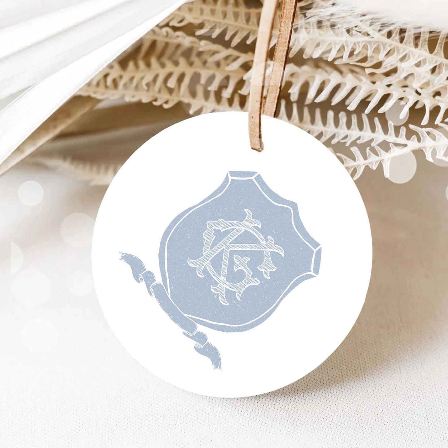 Vintage Blue Simple Crest - Monogram Crest - Luxury Line art Wedding Crest - Romantic Wedding Crest
