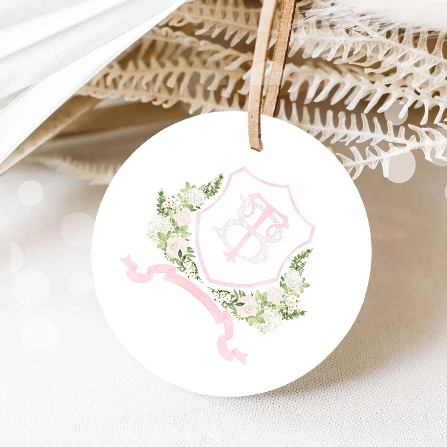 White Rose Greenery White Hydrangea Flower Wedding Crest - Monogram Crest - White Floral Watercolor Wedding Crest - Romantic Wedding Crest