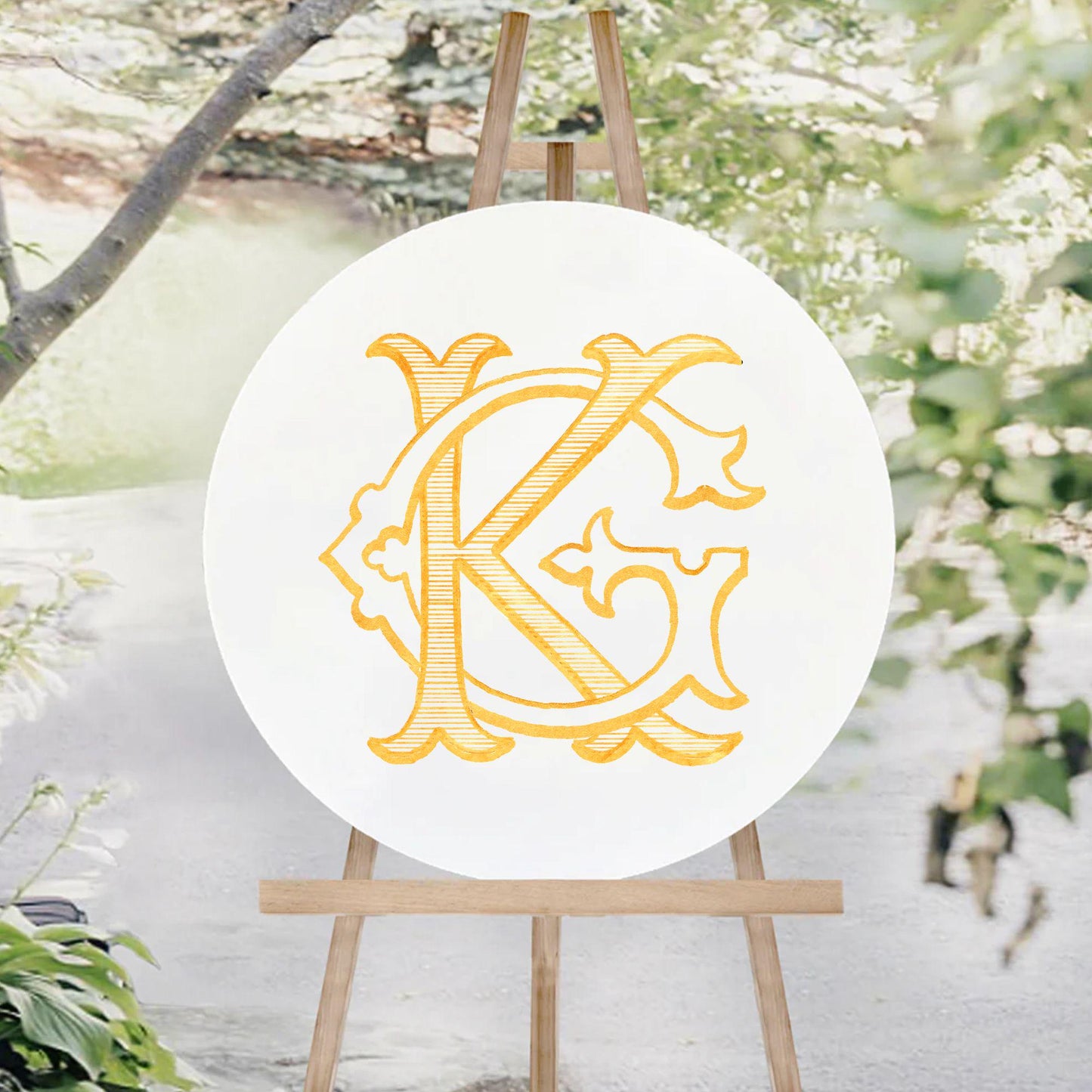 Watercolor Wedding Monogram – KG Interlocking Initial (Digital Download)