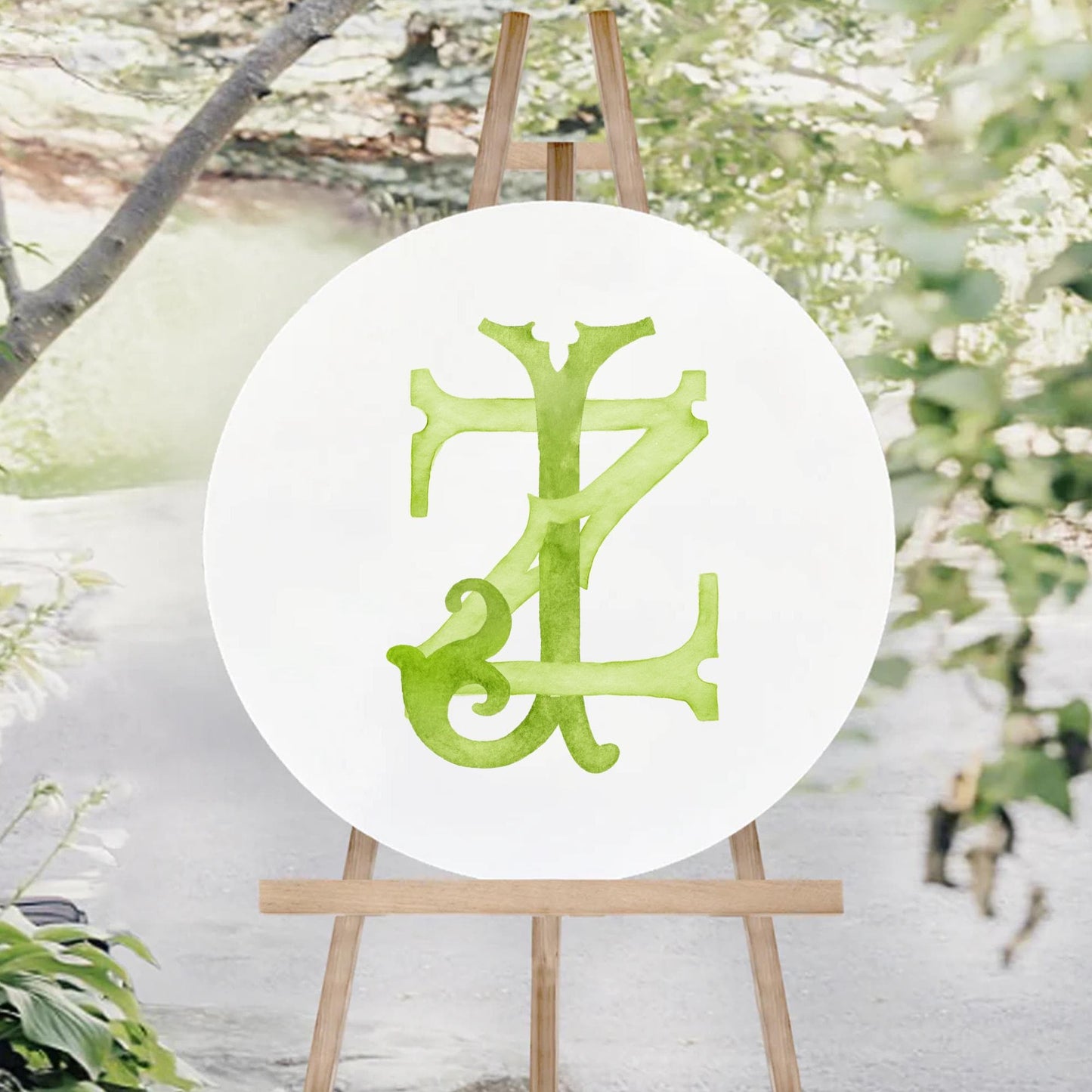 Watercolor Wedding Monogram ZJ - JZ (Digital Download)