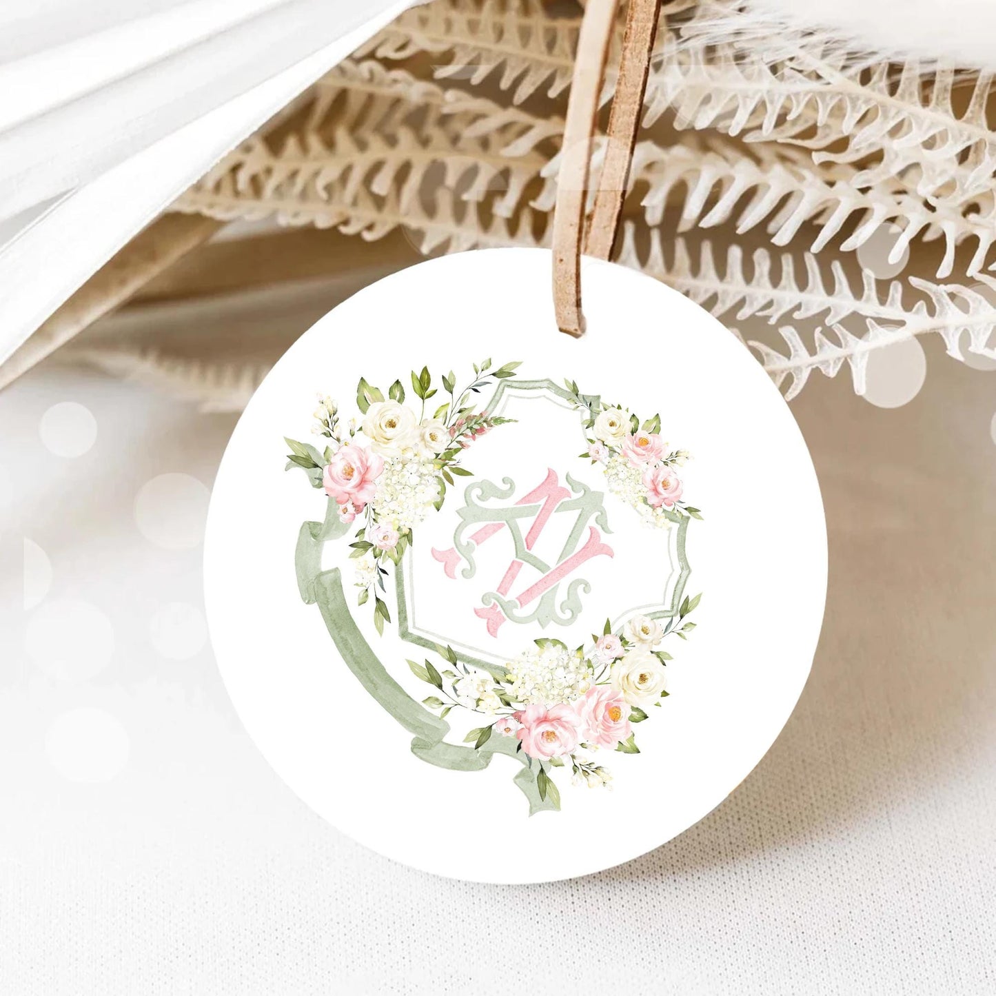 White Roses Hydrangea Flower Wedding Crest - Monogram Crest - Light Roses Floral Luxury Watercolor Wedding Crest - Romantic Wedding Crest