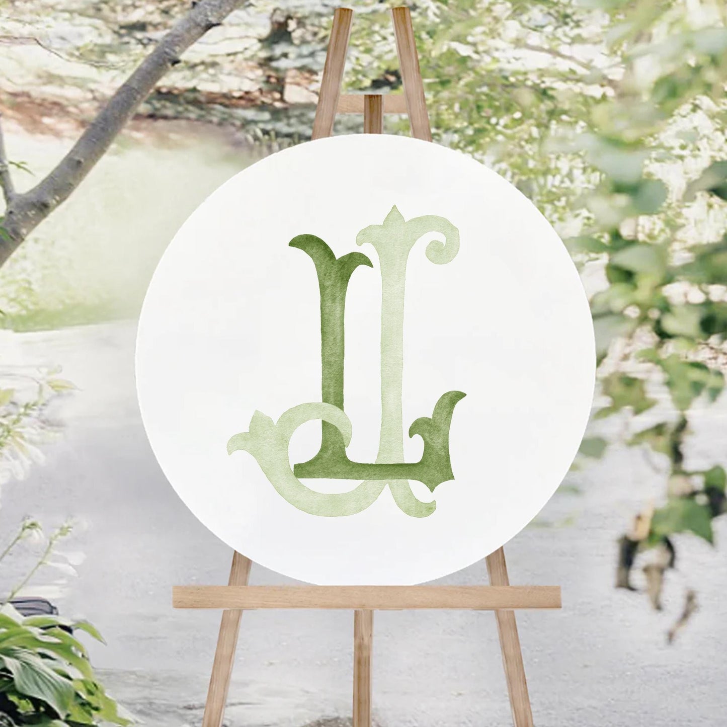 Watercolor Wedding Monogram JL – Classic Initial Crest (Digital Download)
