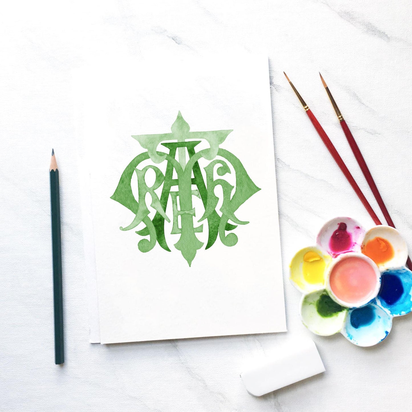 Custom Monogram Name Initial 4-5 Letters, Monogram for Crest Design, Wedding Monogram, Wedding Logo, Custom Watercolor Wedding Crest
