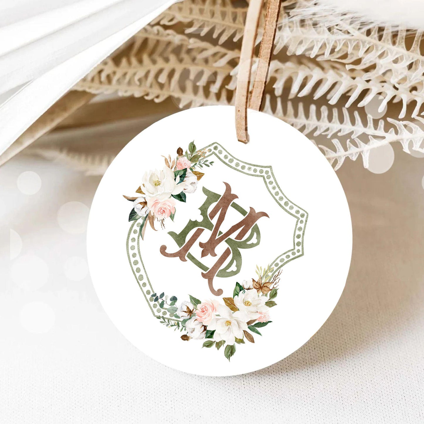 Magnolia Greenery Flower Watercolor Wedding Crest - Monogram Crest - Magnolia Floral Watercolor Wedding Crest - Romantic Wedding Crest