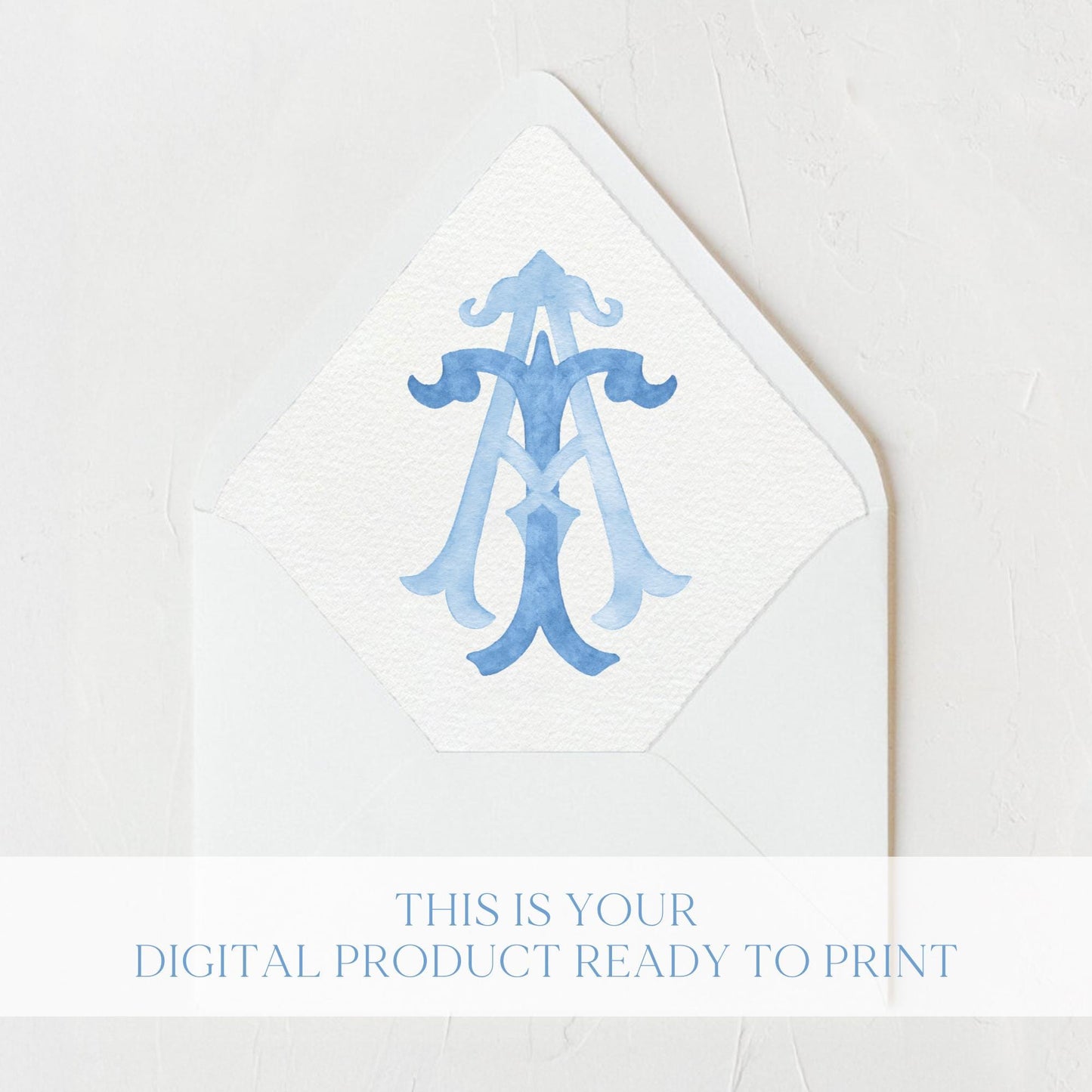 Watercolor Wedding Monogram AT - TA (Digital Download)