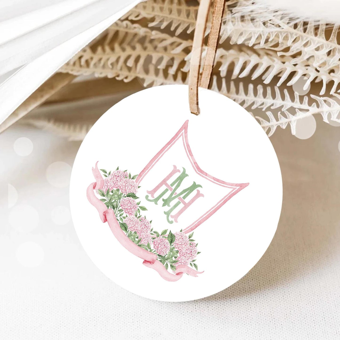 Pink Hydrangea Flower Wedding Crest - Monogram Crest - Hydrangea Light Pink Floral Luxury Watercolor Wedding Crest - Romantic Wedding Crest