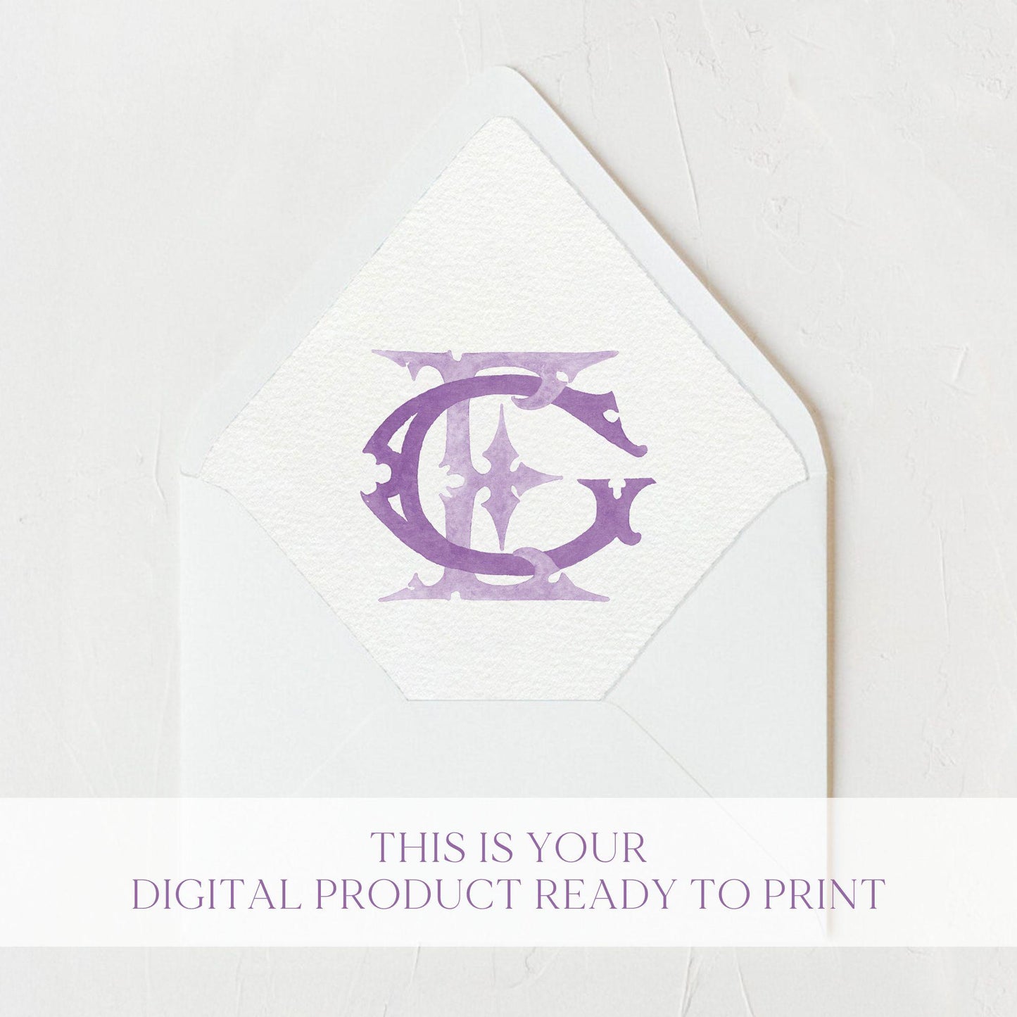 Watercolor Wedding Monogram GE/EG – Classic Letter Design (Digital Download)