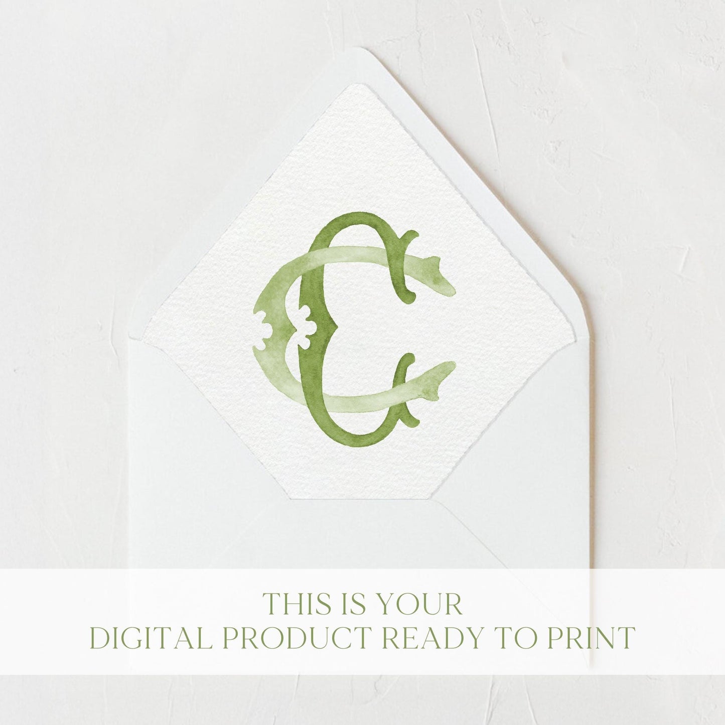 Watercolor Wedding Monogram CC Classic Monogram - Digital Download - 2 Letter Monogrammed - Custom Watercolor Wedding Crest