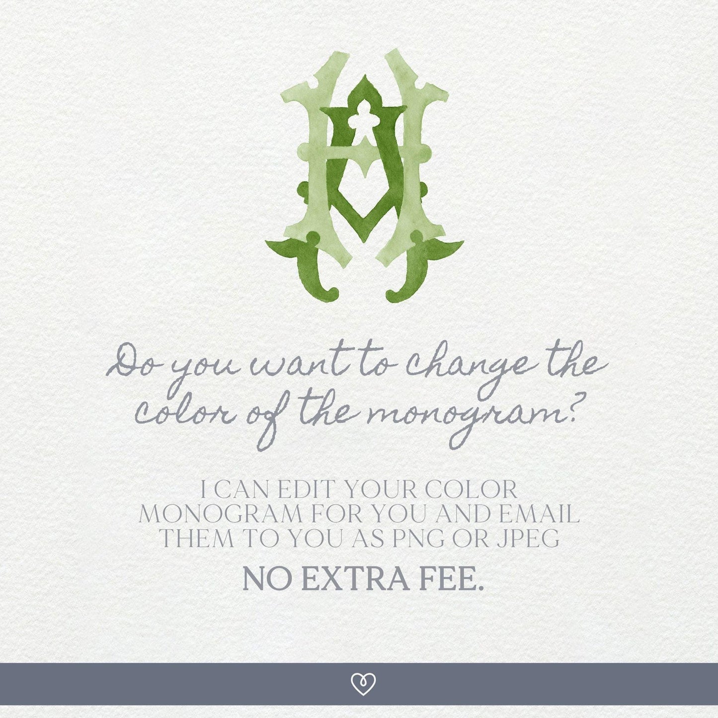 Watercolor Wedding Monogram AH - Classic Initial Crest (Digital Download)