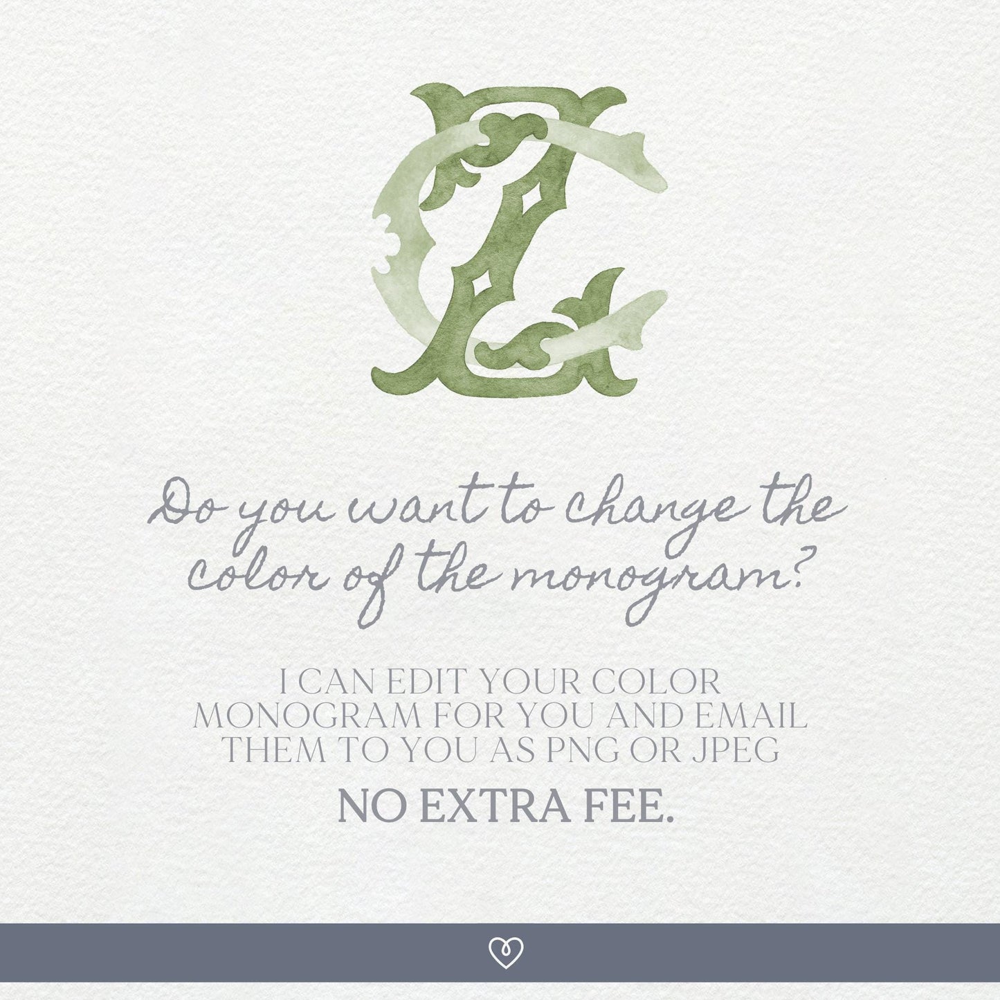 Watercolor Wedding Monogram ZC - Classic Initial Crest (Digital Download)