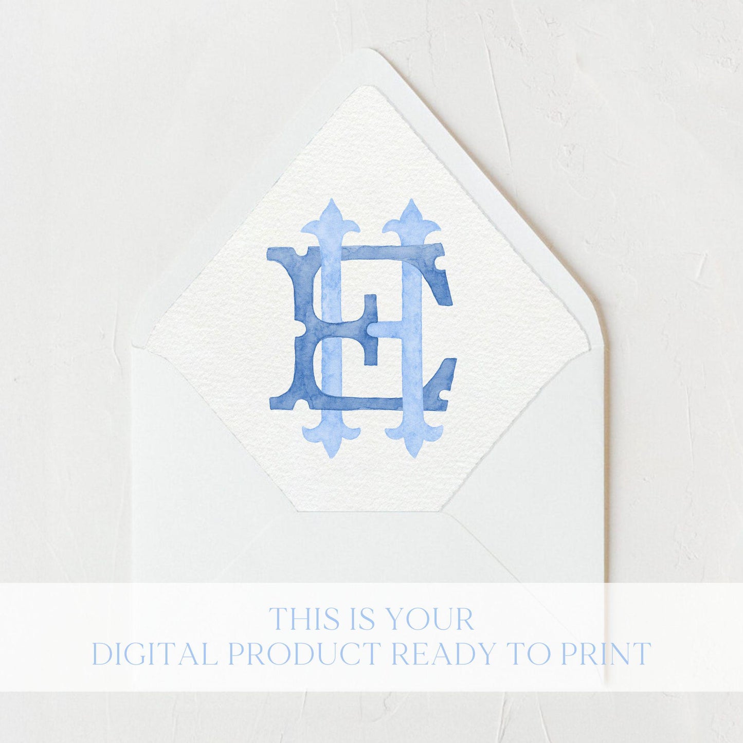 Watercolor Wedding Monogram EH – Classic Style (Digital Download)