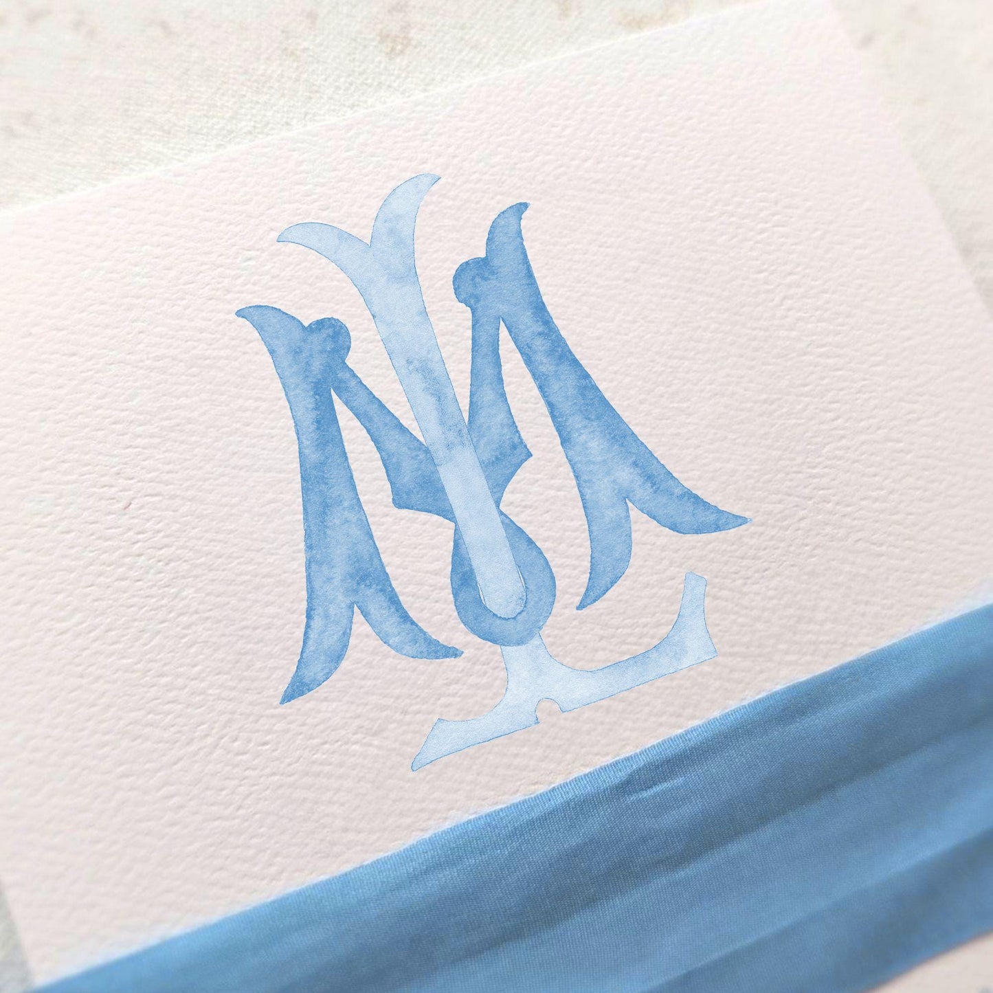 Watercolor Wedding Monogram LM - Classic Initial Crest (Digital Download)
