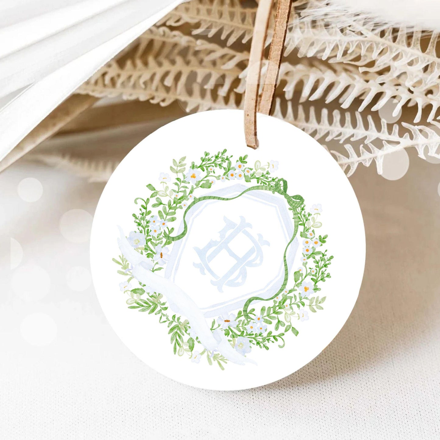 Watercolor Crest wedding Blue Little Flowers Bow Greenery Flower Wedding Crest - Monogram Crest - Floral Watercolor Wedding Crest