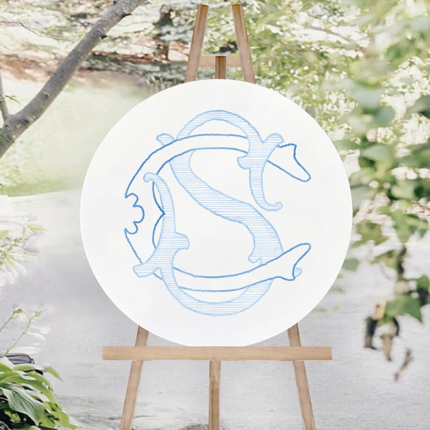 Watercolor Wedding Monogram – CS Interlocking Design (Digital Download)