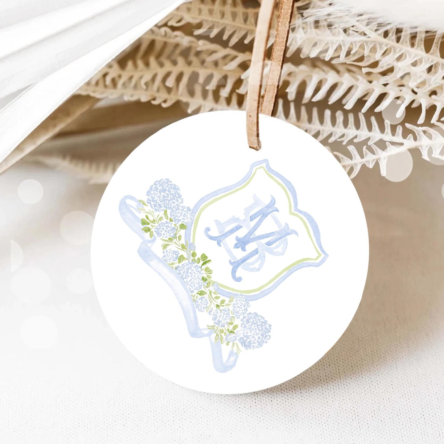 Watercolor Hydrangea Wedding Crest – Light Blue Floral Monogram (Digital Download)