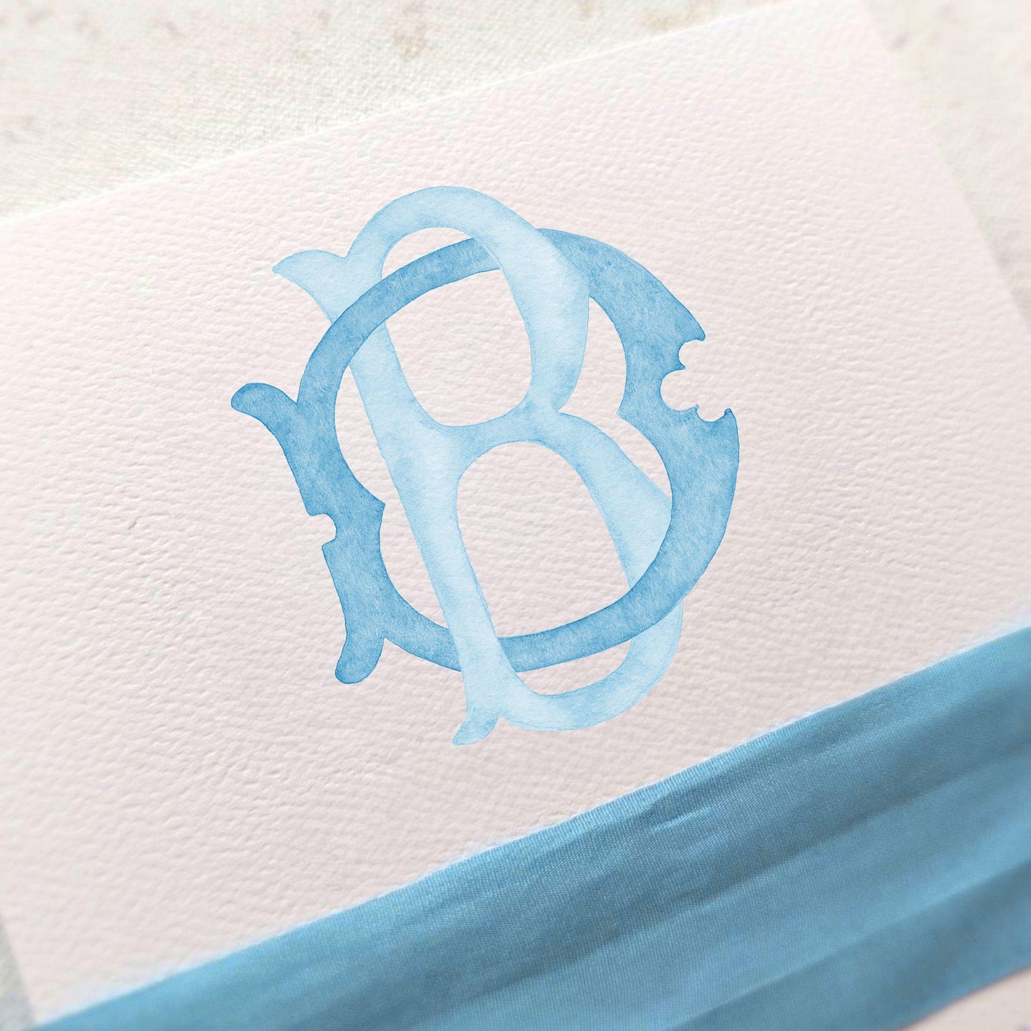 Watercolor Wedding Monogram DB - Classic Initial Design (Digital Download)