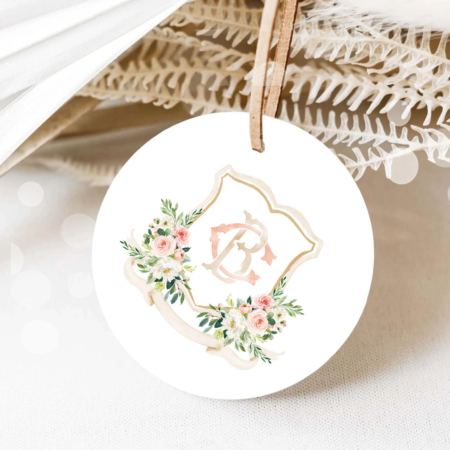 Blush Pink Floral Rustic Greenery Flower Wedding Crest - Monogram Crest - Floral Watercolor Wedding Crest - Romantic Wedding Crest