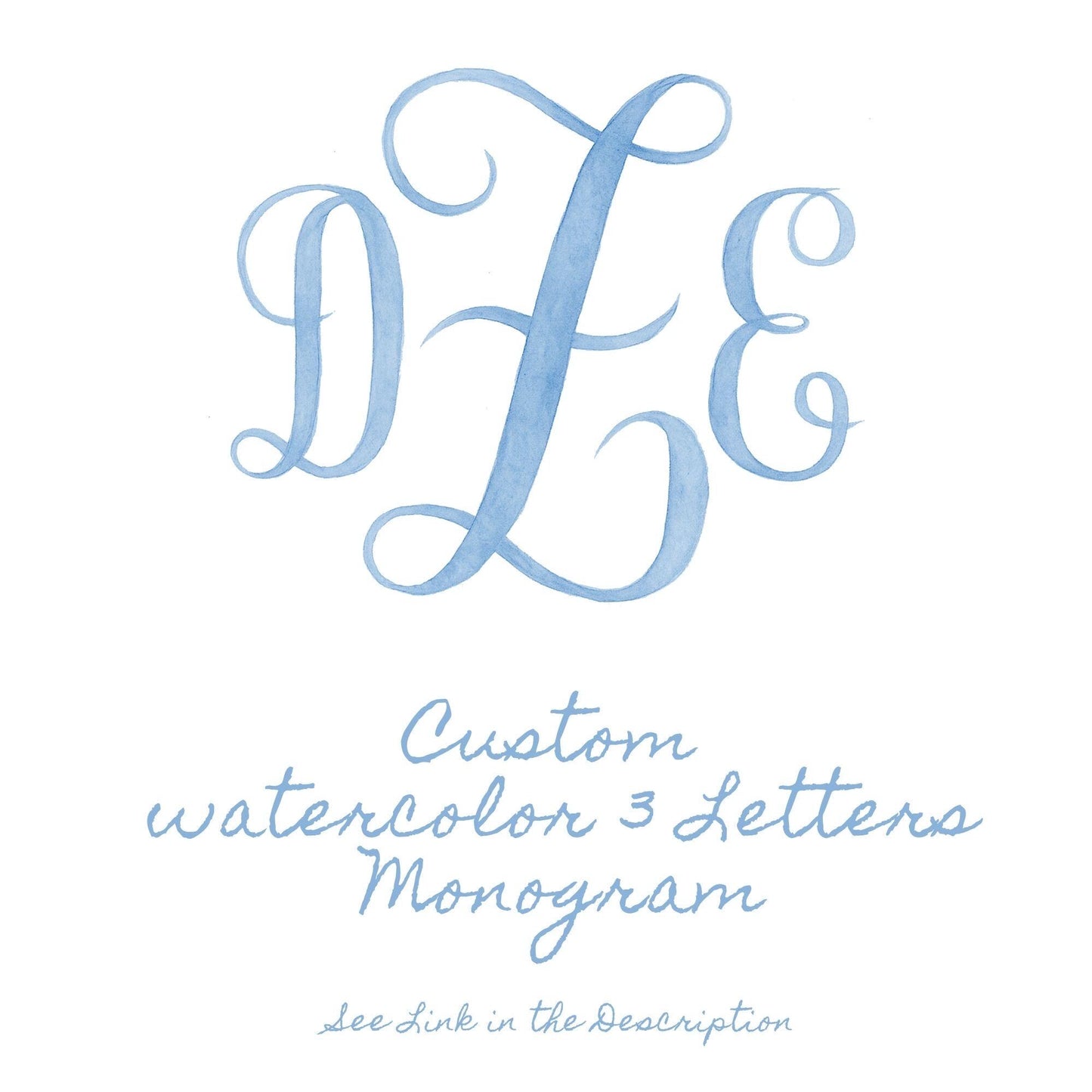Custom Three Monogram Initial Letters, Three Monogram for Crest Design, Wedding Monogram, Wedding Logo, Custom Watercolor Wedding Crest