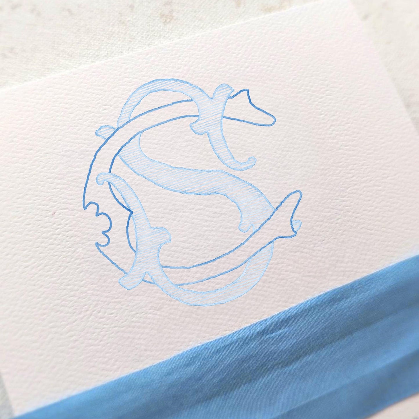 Watercolor Wedding Monogram – CS Interlocking Design (Digital Download)