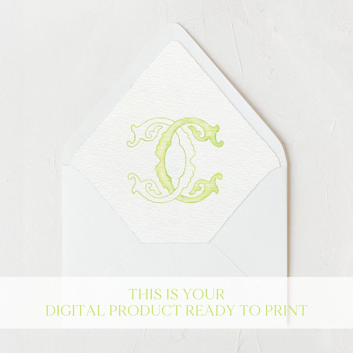 Watercolor Wedding Monogram CC Classic Monogram - Digital Download - 2 Letter Monogrammed - Custom Watercolor Wedding Crest