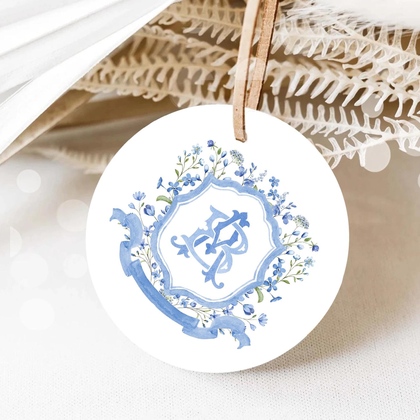 Blue WildFlower Wedding Crest - Monogram Crest - WildFlower Floral Luxury Watercolor Wedding Crest - Romantic Wedding Crest, Boho WildFlower