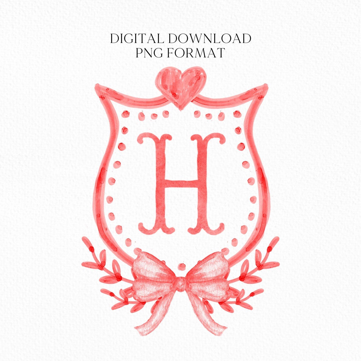Valentine's Day Crests Watercolor Wedding Crest - Monogram Crest - Valentine Watercolor Wedding Crest Romantic Wedding Crest