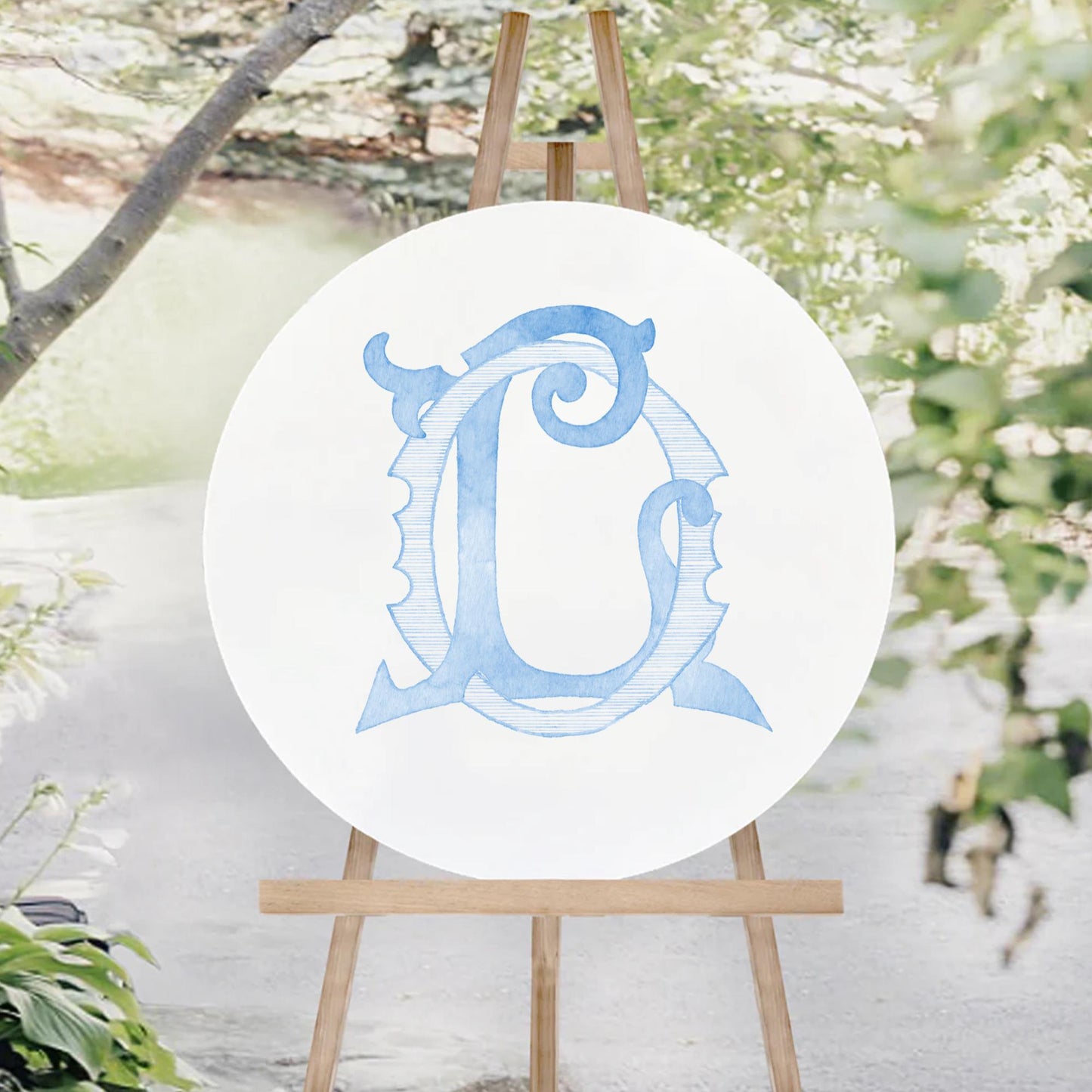 Watercolor Wedding Monogram LO - Classic Initial Design (Digital Download)