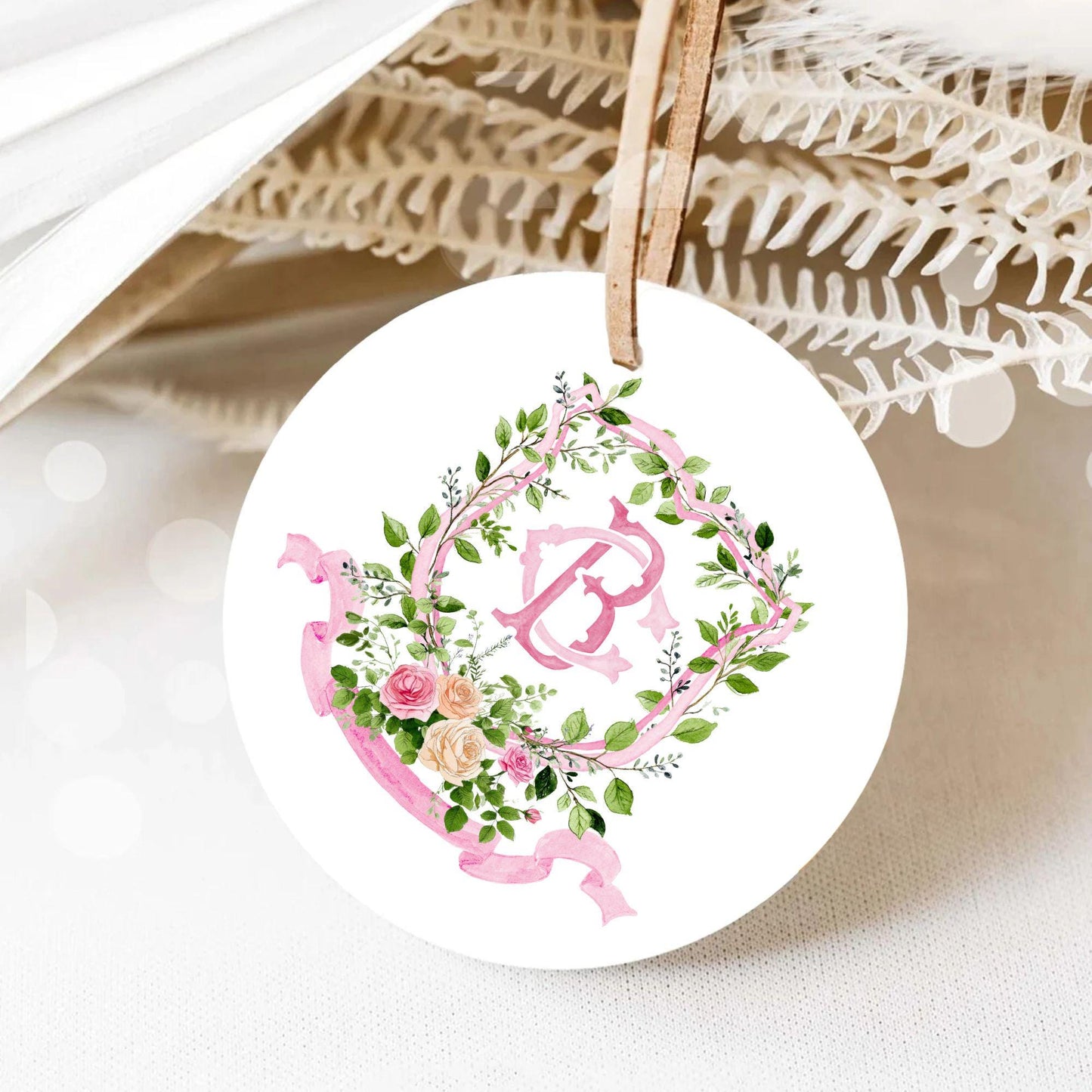 Blush Roses Soft Petals Flower Wedding Crest - Monogram Crest - Watercolor Rose Floral Watercolor Wedding Crest - Romantic Wedding Crest
