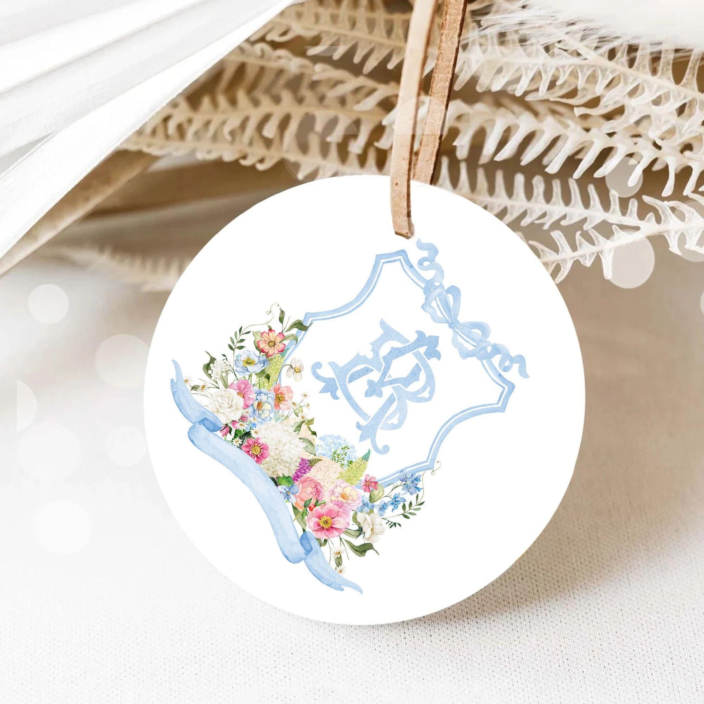 Wildflowers Bright Floral Hydrangea Watercolor Wedding Crest - Monogram Crest - Floral Watercolor Wedding Crest - Romantic Wedding Crest