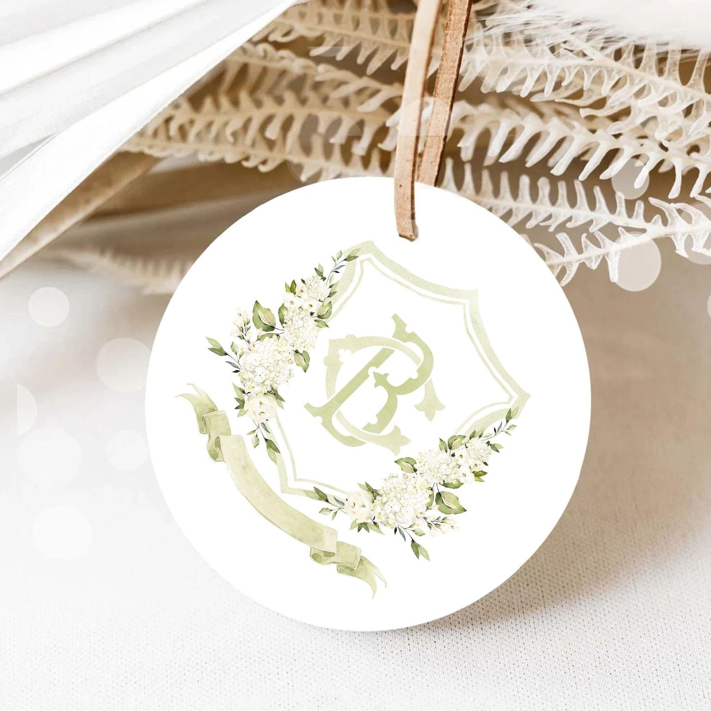 White Hydrangea Flower Wedding Crest - Monogram Crest - Hydrangea Floral Watercolor Wedding Crest - Romantic Wedding Crest - Boho Hydrangea
