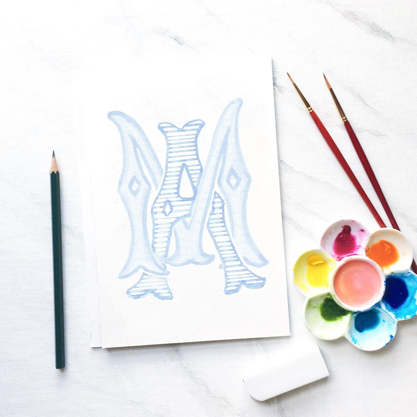 Custom Monogram Initial Letters, Monogram for Crest Design, Wedding Monogram, Wedding Logo, Custom Watercolor Wedding Crest