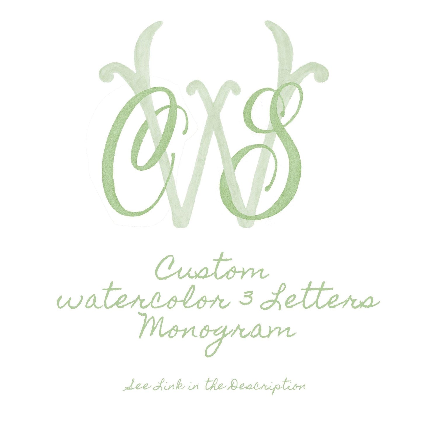 Custom Three Monogram Initial Letters, Three Monogram for Crest Design, Wedding Monogram, Wedding Logo, Custom Watercolor Wedding Crest