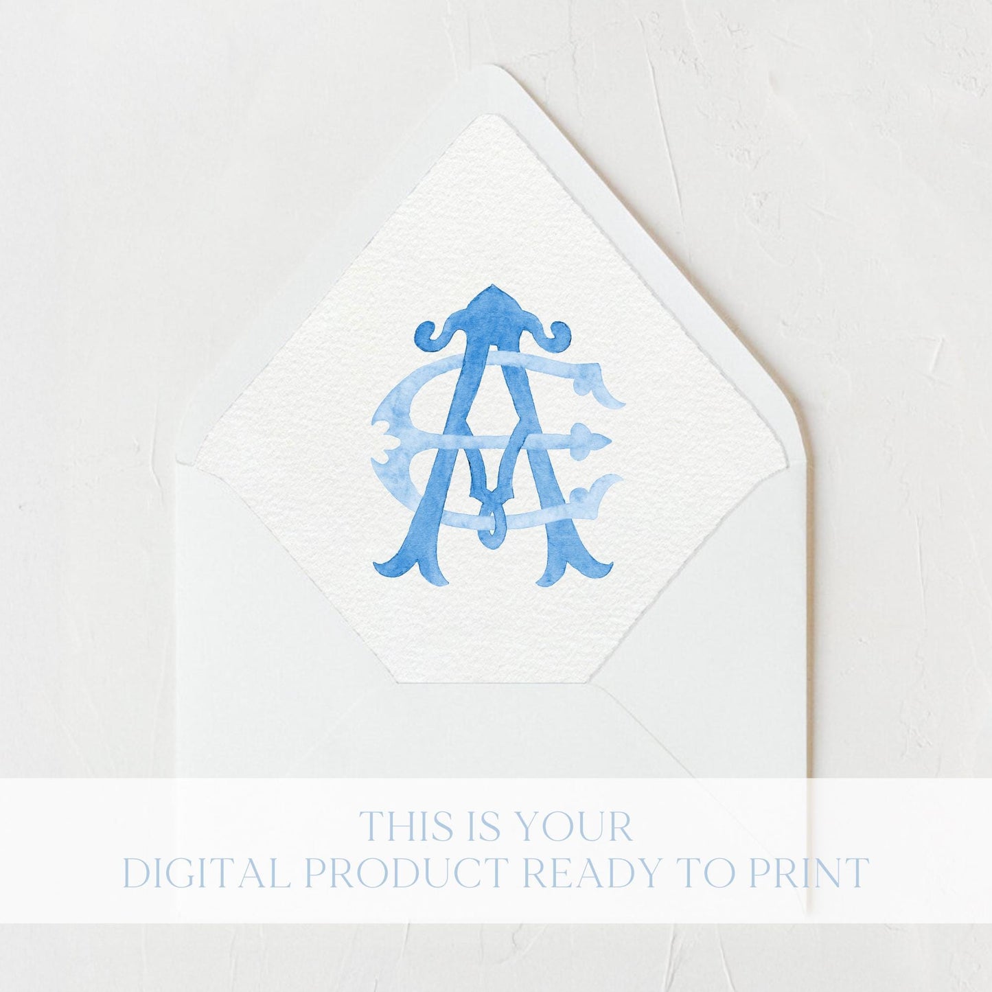 Watercolor Wedding Monogram AE – Classic Initial Crest (Digital Download)
