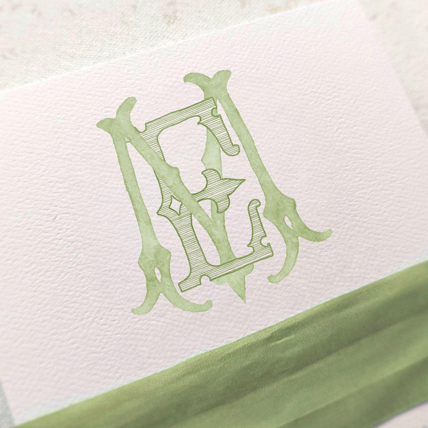 Watercolor Wedding Monogram – ME Initial Crest (Digital Download)