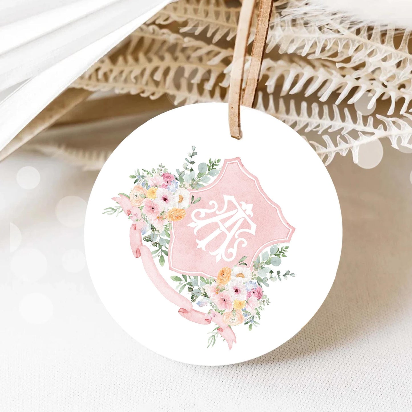Wildflower Prink Spring Flower Wedding Crest - Monogram Crest - Wildflower bohemian Floral Watercolor Wedding Crest - Romantic Wedding Crest