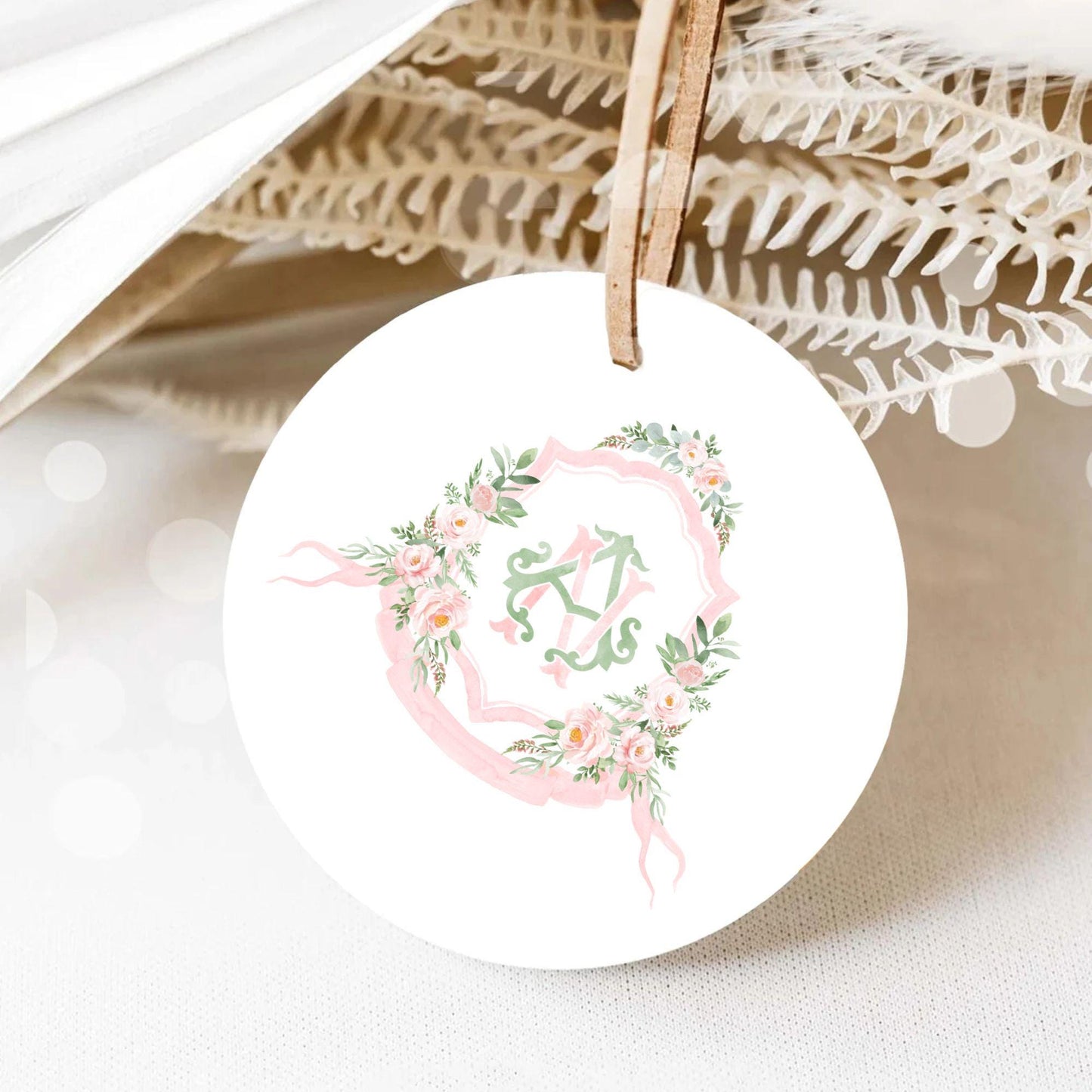 Blush Pink Floral Rustic Greenery Flower Wedding Crest - Monogram Crest - Floral Watercolor Wedding Crest - Romantic Wedding Crest