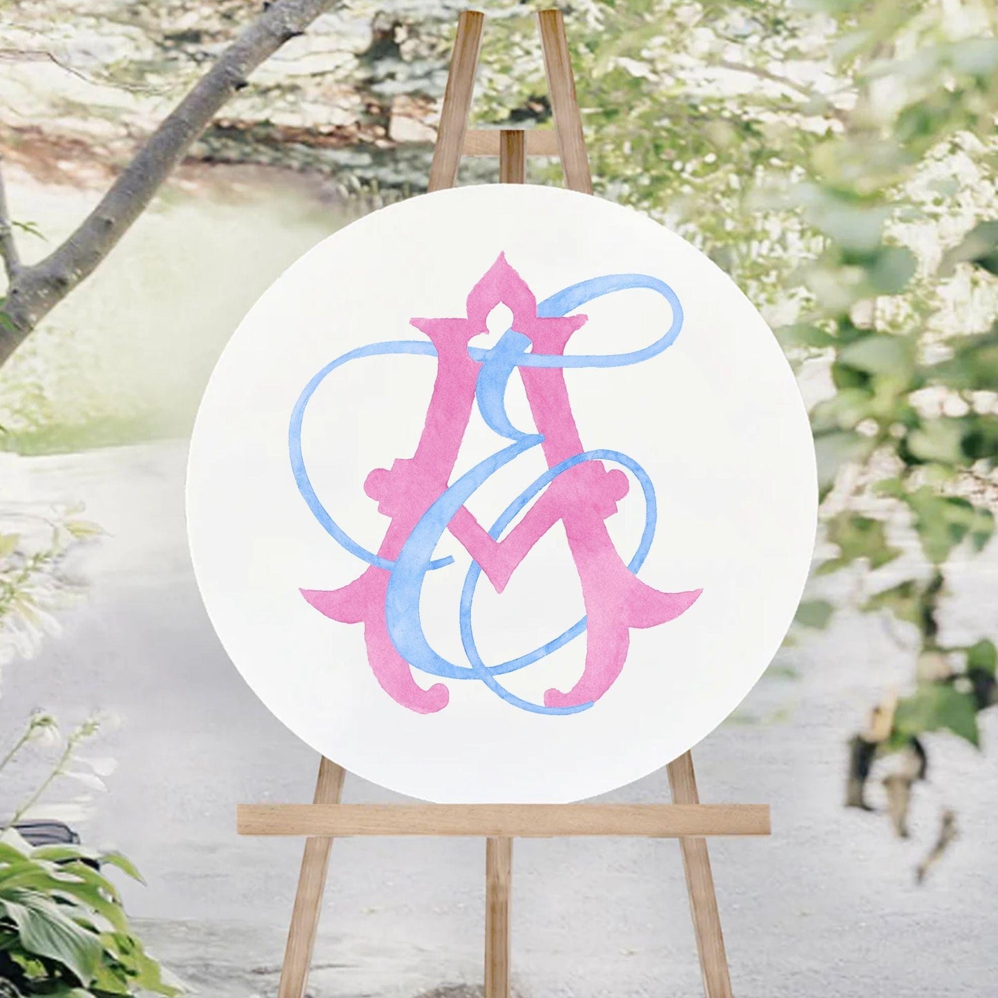 Watercolor Wedding Monogram AE/EA - Classic Style (Digital Download)