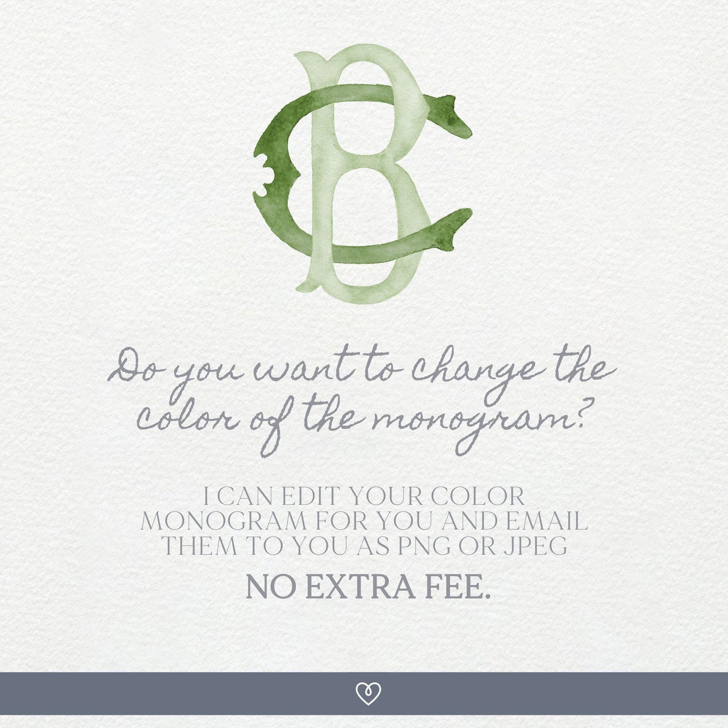 Watercolor Wedding Monogram – Classic BC Initial Crest (Digital Download)