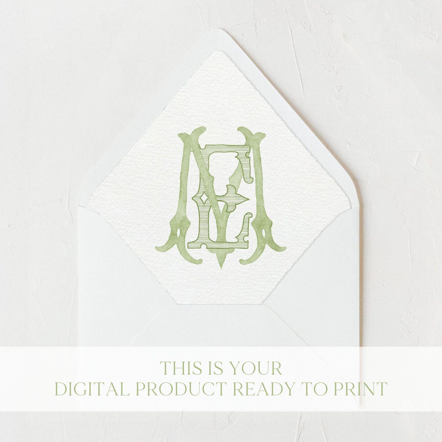 Watercolor Wedding Monogram – ME Initial Crest (Digital Download)