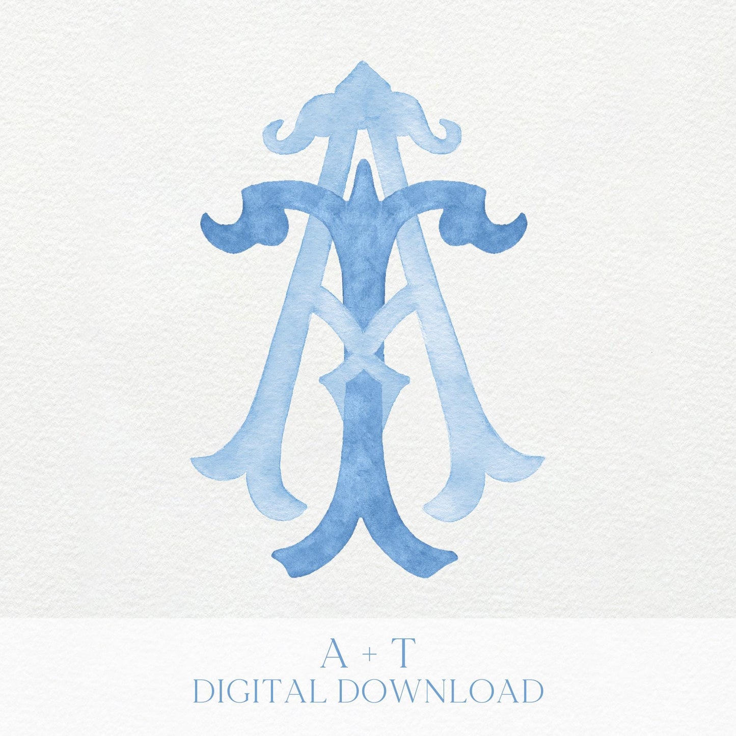 Watercolor Wedding Monogram AT - TA (Digital Download)