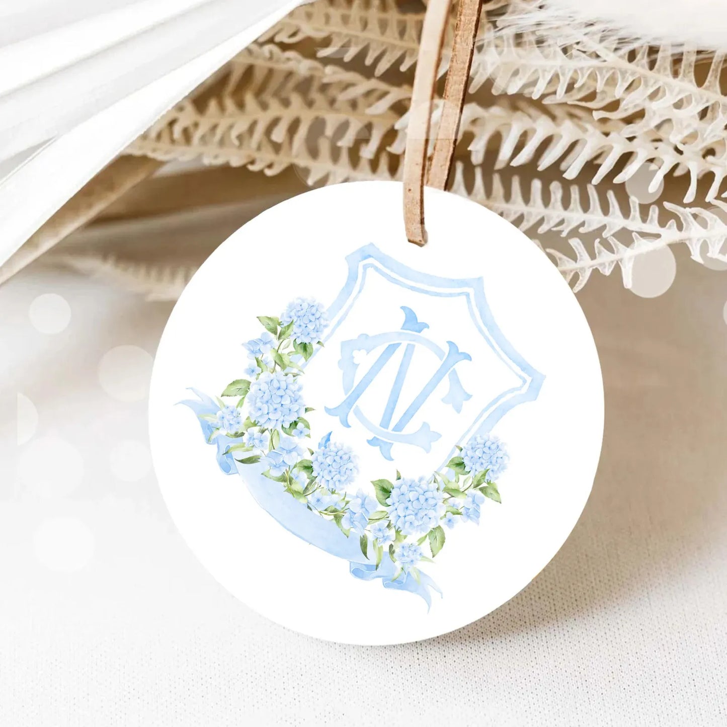 Watercolor Hydrangea Wedding Crest – Light Blue Floral Monogram (Digital Download)